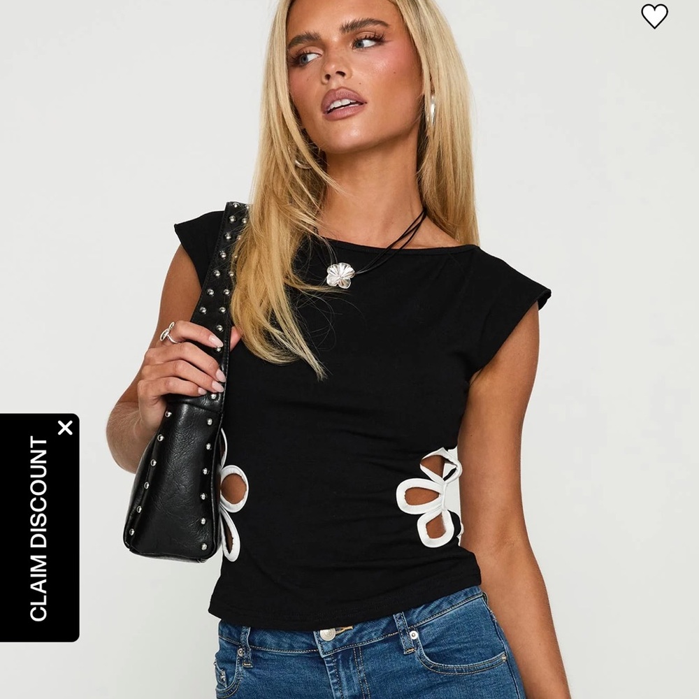 Princess Polly Currents Cut Out Detail Top Black